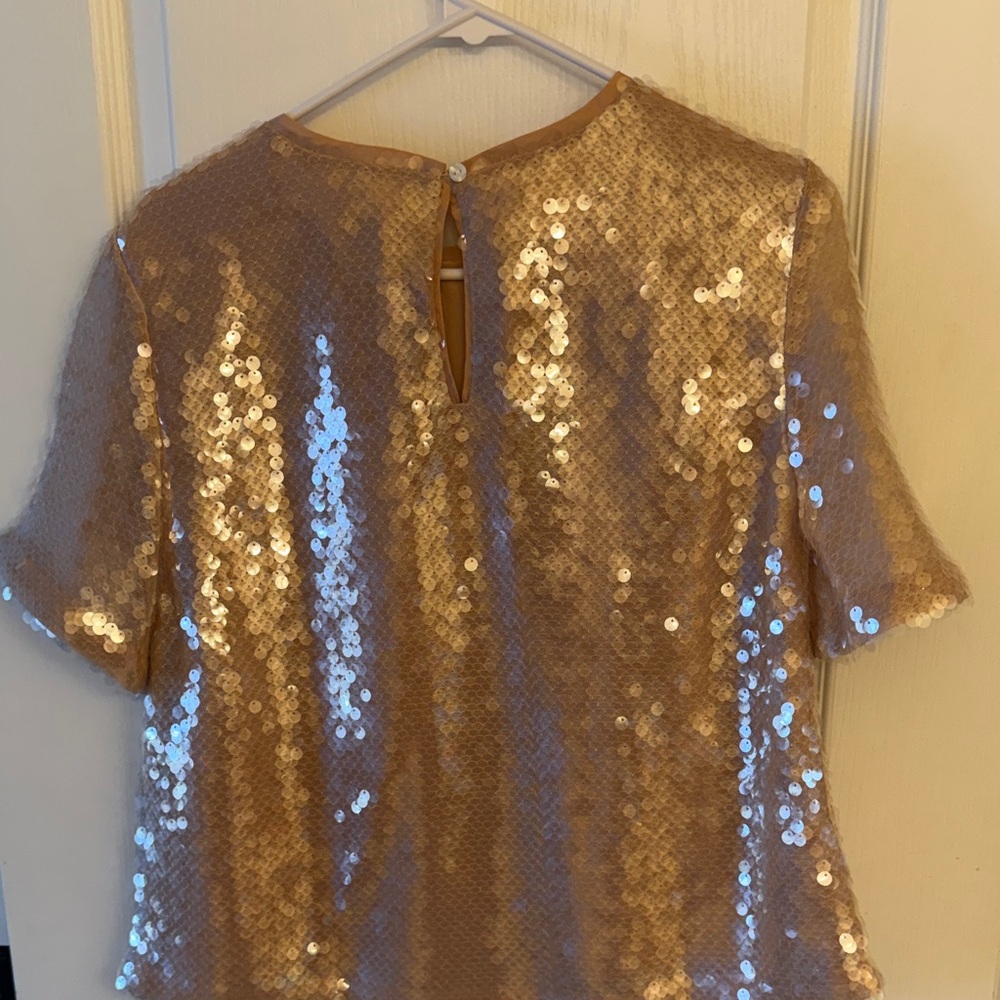 LOFT Shimmering Gold Sequin Blouse - Picture 6 of 6